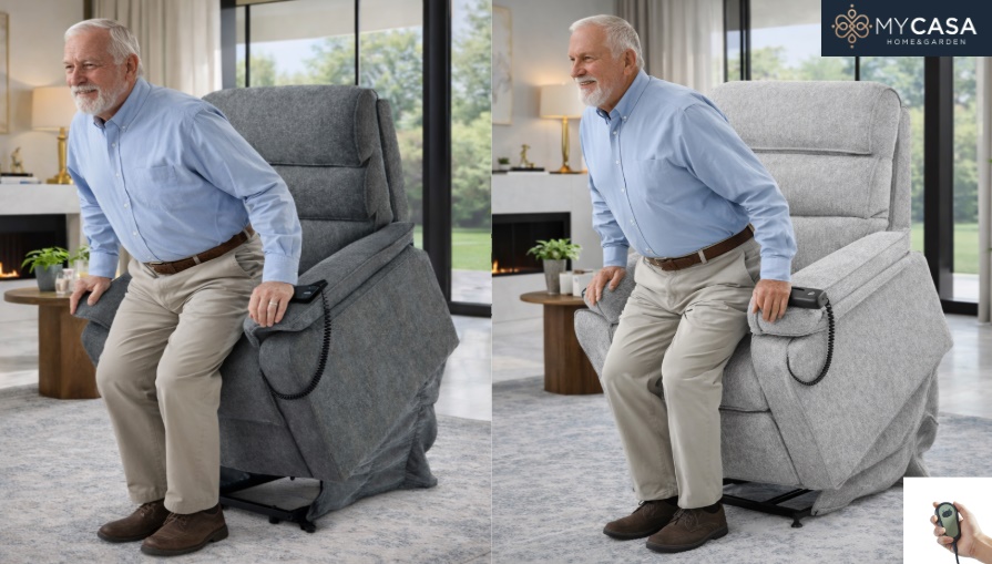כורסת קימה חשמלית COMFY EASY LIFT צבע אפור בהיר מתצוגה ועודפים