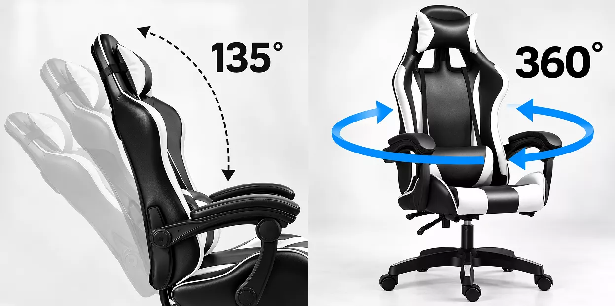 כסא גיימינג איכותי NINJA EXREME דגם PRO4 עם גב גבוה בצבע שחור ולבן ***במכירה מוקדמת 21 ימי עסקים