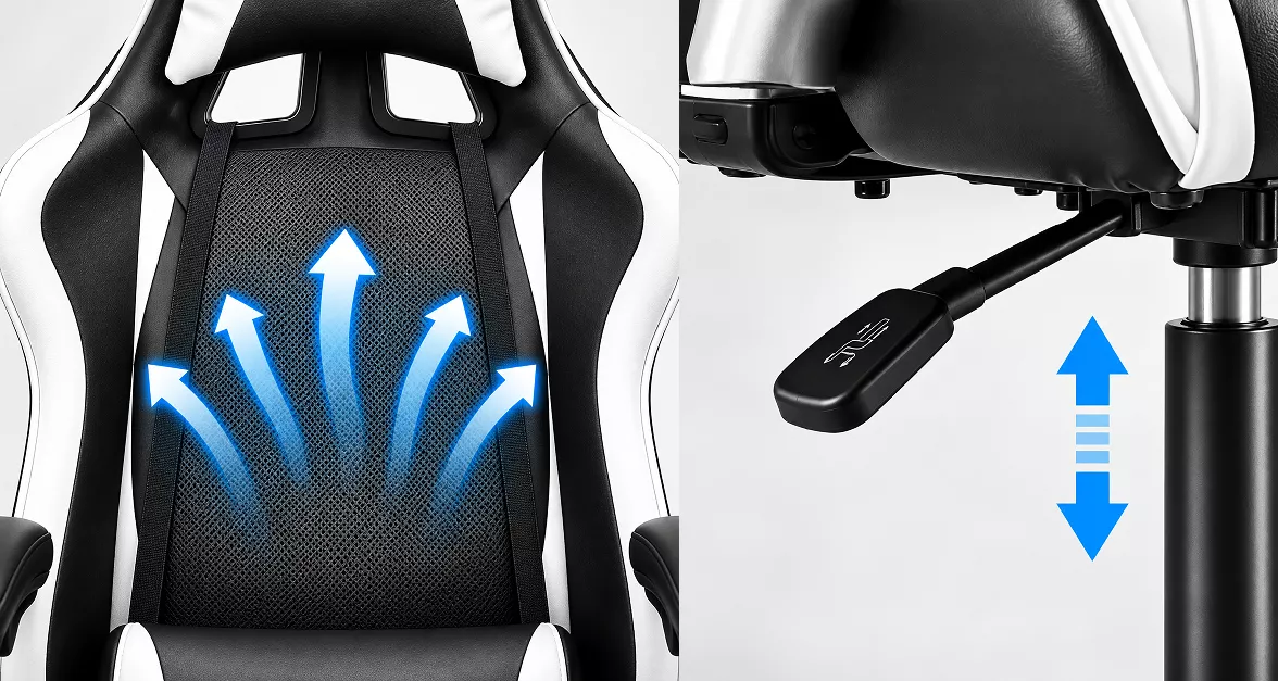 כסא גיימינג איכותי NINJA EXREME דגם PRO4 עם גב גבוה בצבע שחור ולבן ***במכירה מוקדמת 21 ימי עסקים