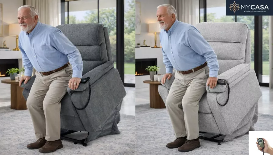 כורסת קימה חשמלית COMFY EASY LIFT צבע אפור בהיר מתצוגה ועודפים