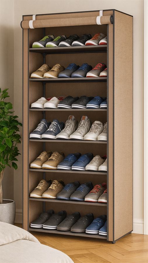 ארונית נעליים 7 קומות עם כיסוי בד ***ללא אריזה מקורית
