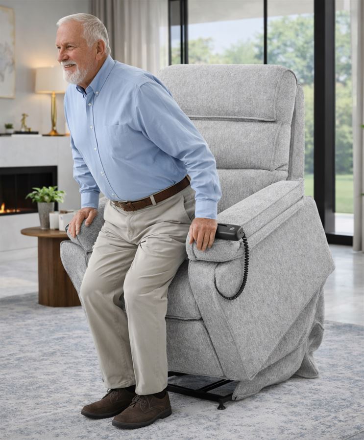 כורסת קימה חשמלית COMFY EASY LIFT צבע אפור בהיר במכירה מוקדמת 14 ימי עסקים