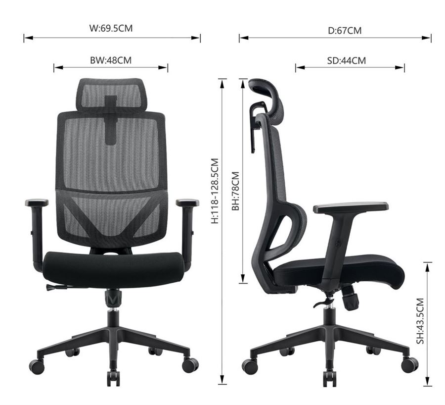 כסא מנהלים גבוה עם כרית תמיכה וידיות מתכווננות דגם XP-8 מתצוגה ועודפים