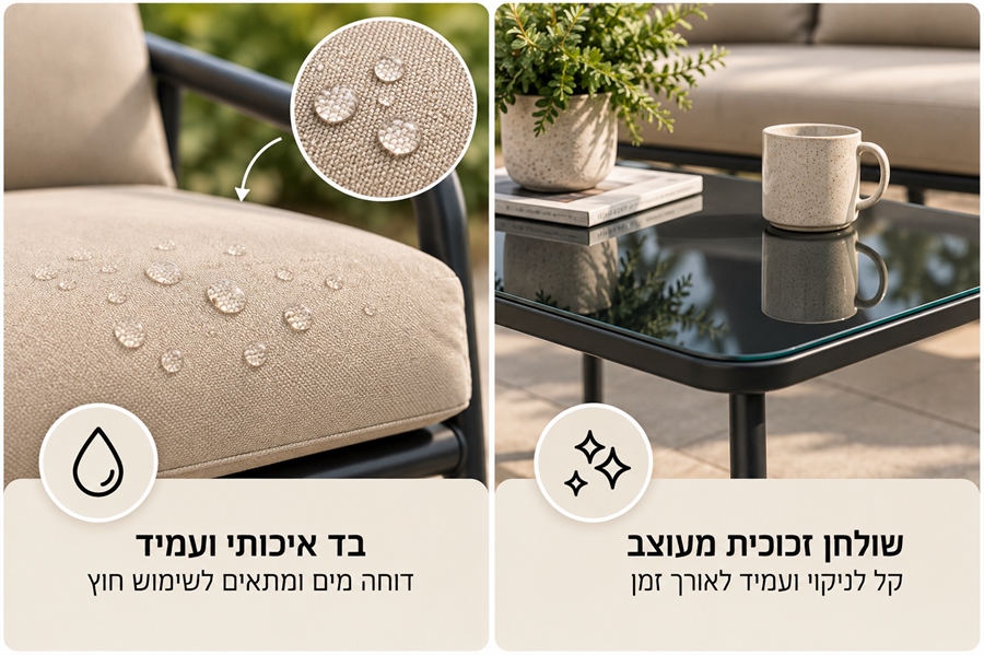 מערכת ישיבה לחצר כולל שולחן תואם דגם Granada בצבע לבחירה