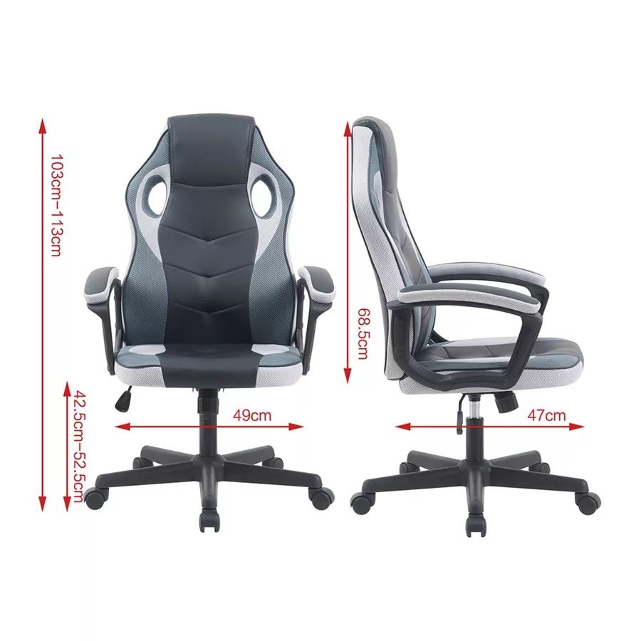כסא גיימינג דגם Gamer צבע שחור לבן