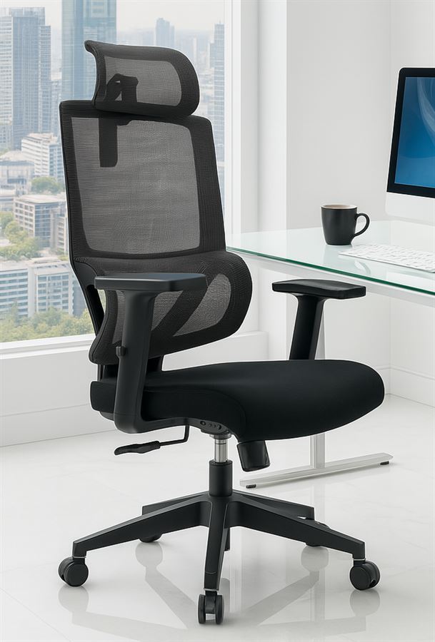 כסא מנהלים גבוה עם כרית תמיכה וידיות מתכווננות דגם XP-8 מתצוגה ועודפים