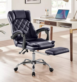 כסא מנהלים מרופד דגם LEONARDO עם הדום נשלף צבע שחור מתצוגה ועודפים newdeal