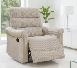כורסת טלוויזיה מרופדת עם ריקליינר נשלף דגם EasyComfort צבע בז' מתצוגה ועודפים newdeal