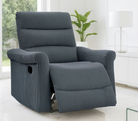 כורסת טלוויזיה מרופדת עם ריקליינר נשלף דגם EasyComfort צבע אפור כהה מתצוגה ועודפים newdeal