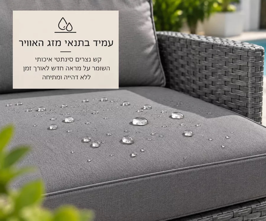 מערכת ישיבה פינתית לחצר דגם PHLIADELPHIA צבע אפור במכירה מוקדמת 21 ימי עסקים
