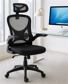 כיסא מנהלים יוקרתי דגם HI-TECH עם ידיות מתכווננות ומשענת ראש בצבע שחור מתצוגה ועודפים newdeal
