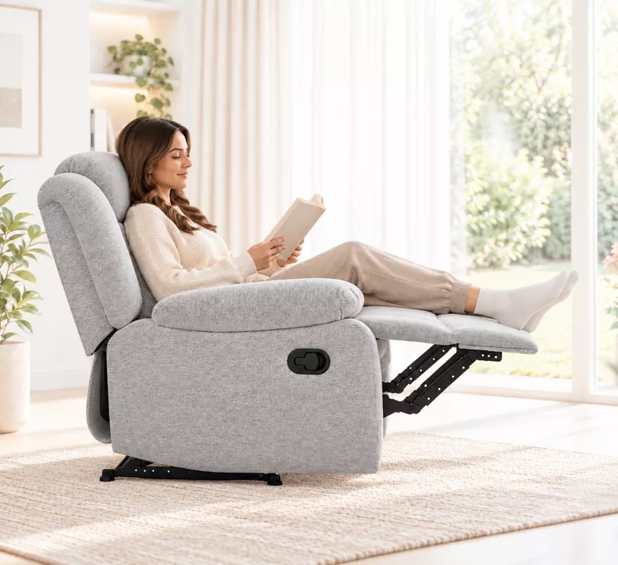 כורסת טלוויזיה ריקליינר דגם COMFORT צבע בז' מתצוגה ועודפים