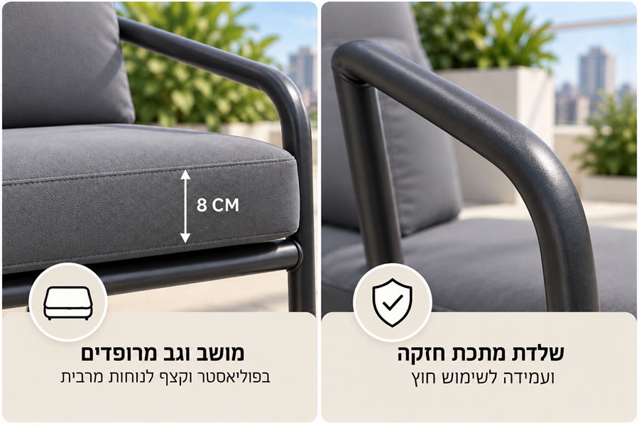 מערכת ישיבה לחצר כולל שולחן תואם דגם Granada בצבע לבחירה