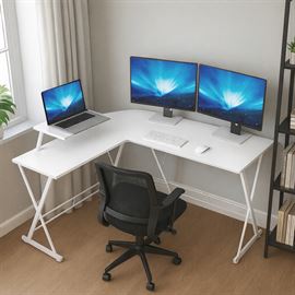 עמדת מחשב פינתית רחבה דגם DYNAMIC צבע לבן מתצוגה ועודפים newdeal