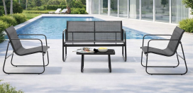 מערכת ישיבה ארבעה חלקים דגם TOLOZ צבע שחור במכירה מוקדמת 21 ימי עסקים newdeal