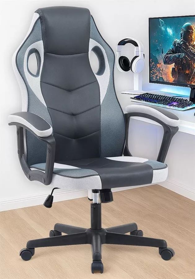 כסא גיימינג דגם Gamer צבע שחור לבן מתצוגה ועודפים