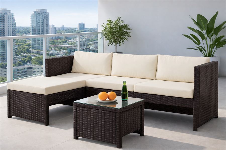 מערכת ישיבה פינתית לחצר דגם SANTA MONICA צבע חום במכירה מוקדמת 45 ימי עסקים