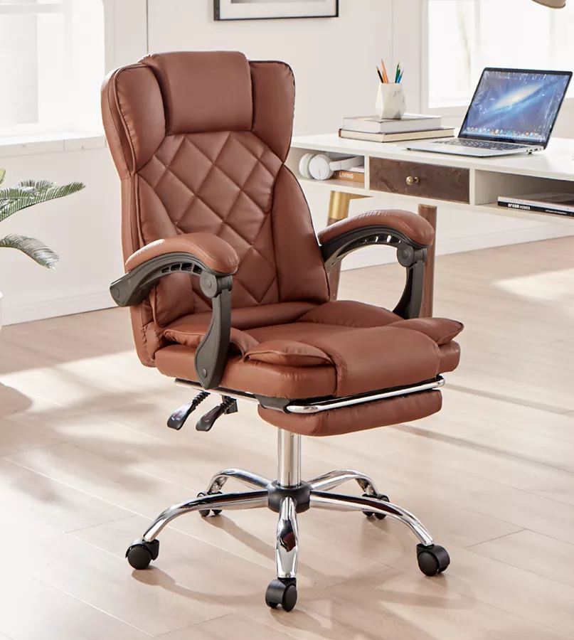 כסא מנהלים מרופד דגם LEONARDO עם הדום נשלף צבע חום במכירה מוקדמת 21 ימי עסקים