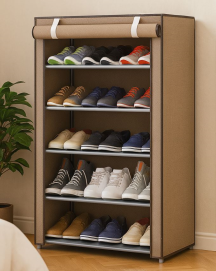 ארונית נעליים 5 קומות עם כיסוי בד ***ללא אריזה מקורית newdeal