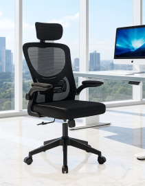 כסא מנהלים עם ידיות מתכווננות ומשענת ראש דגם XP-32 צבע שחור  ***ללא אריזה מקורית newdeal