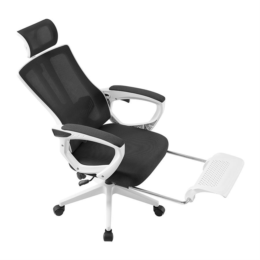 כסא מנהלים יוקרתי עם הדום נשלף דגם XP-50 צבע לבן שחור מתצוגה ועודפים