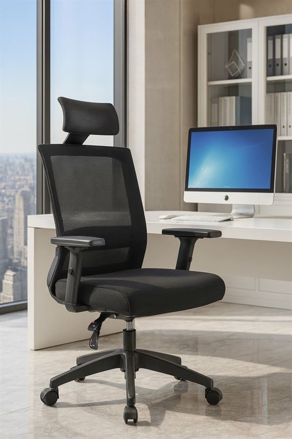 כסא מנהלים רחב עם ידיות מתכווננות ומשענת ראש דגם XP-17 מתצוגה ועודפים