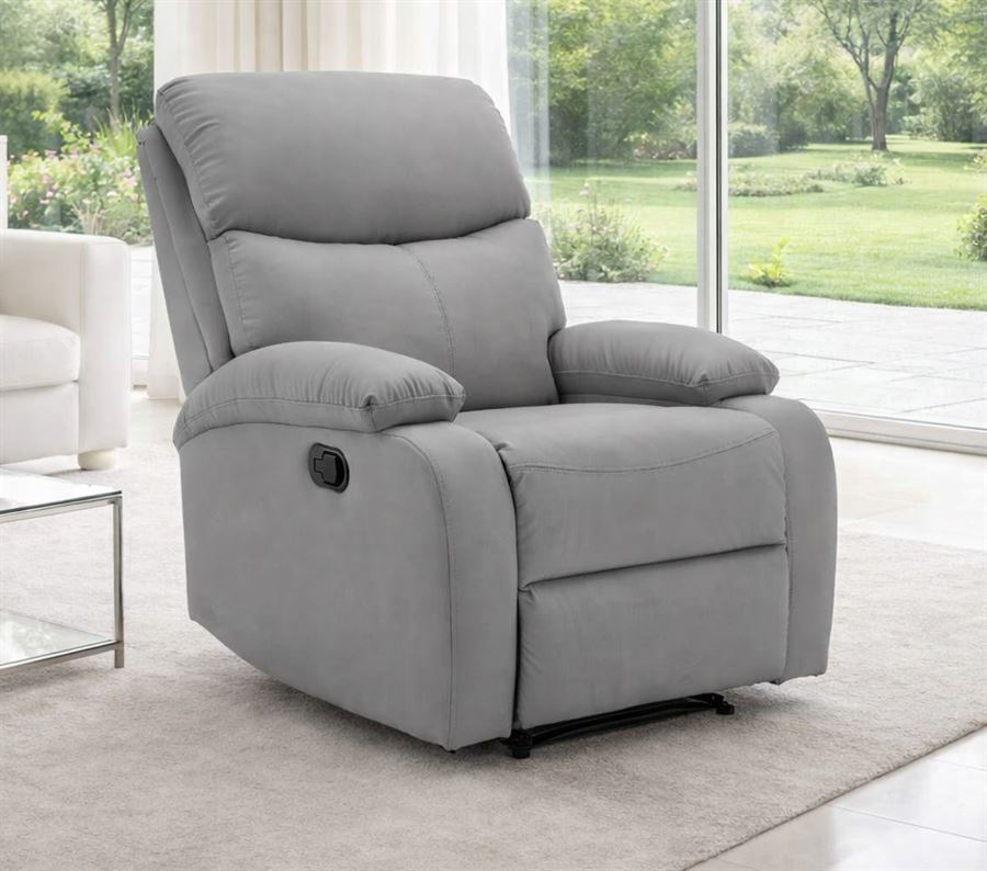 כורסת טלוויזיה מרופדת עם ריקליינר דגם Austin צבע אפור כהה ***במכירה מוקדמת 30 ימי עסקים