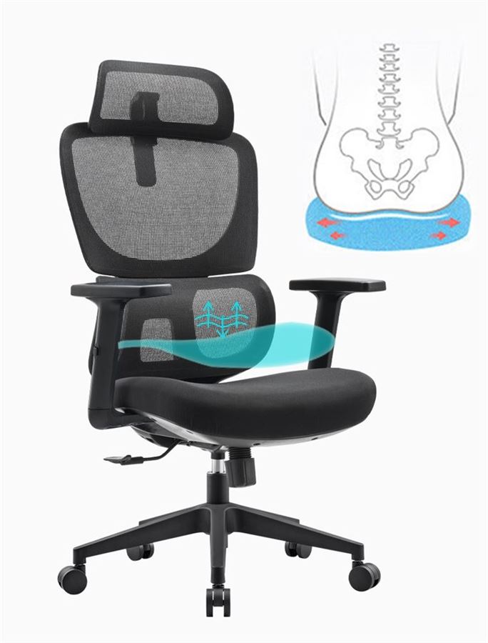 כסא מנהלים עם כרית תמיכה וידיות מתכווננות דגם XP-10 מתצוגה ועודפים