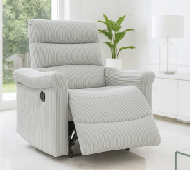כורסת טלוויזיה מרופדת עם ריקליינר נשלף דגם EasyComfort צבע אפור בהיר מתצוגה ועודפים newdeal