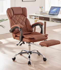 כסא מנהלים מרופד דגם LEONARDO עם הדום נשלף צבע חום מתצוגה ועודפים newdeal