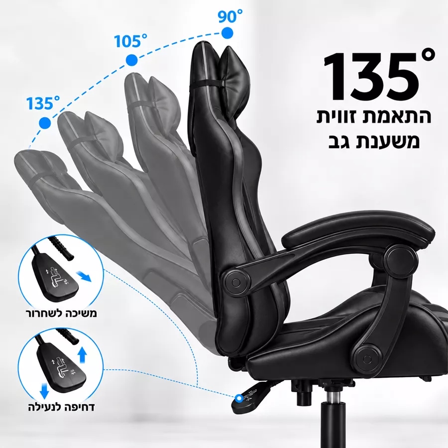 כסא גיימינג דגם PRO22 צבע שחור מתצוגה ועודפים
