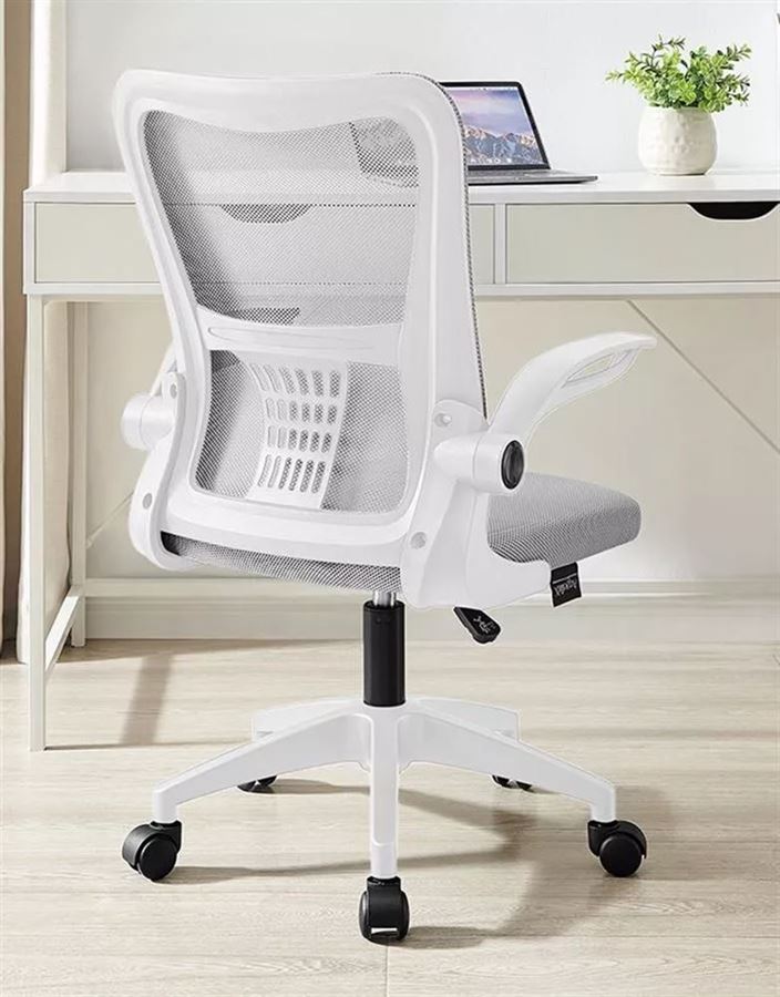 כסא מנהלים יוקרתי עם ידיות מתכווננות דגם XP-12 צבע אפור לבן מתצוגה ועודפים