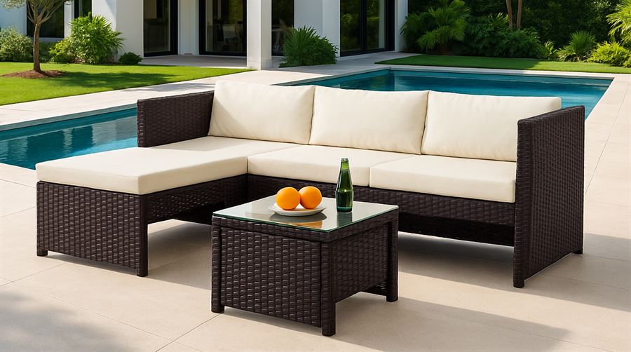 מערכת ישיבה פינתית לחצר דגם SANTA MONICA צבע חום במכירה מוקדמת 21 ימי עסקים