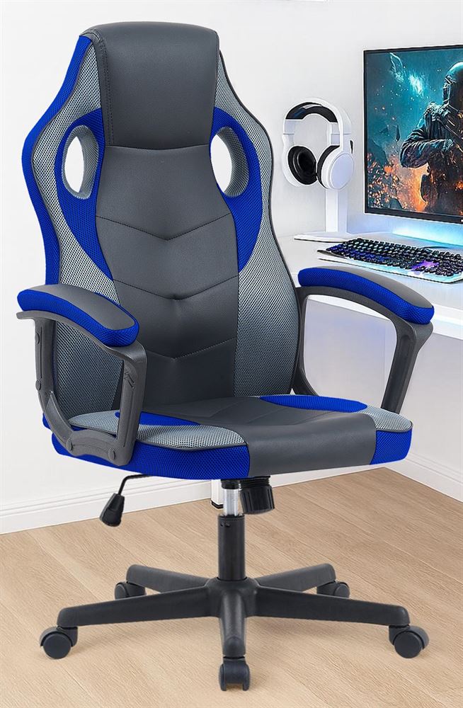 כסא גיימינג במכירה מוקדמת 21 ימי עסקים דגם Gamer צבע שחור כחול