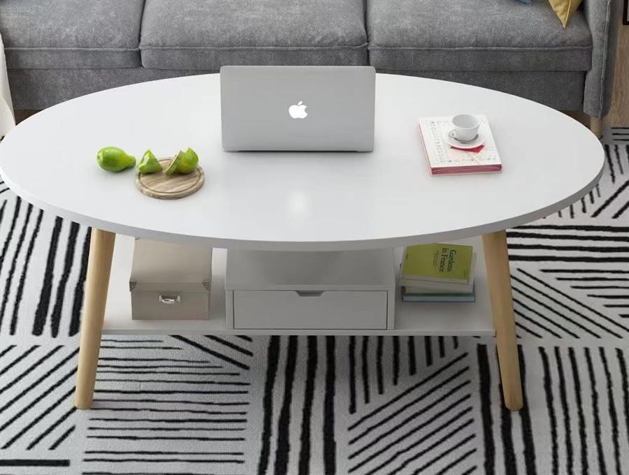 שולחן אירוח אלגנטי עם מקום אחסון דגם Miles צבע לבן מתצוגה ועודפים ***באיסוף עצמי בלבד