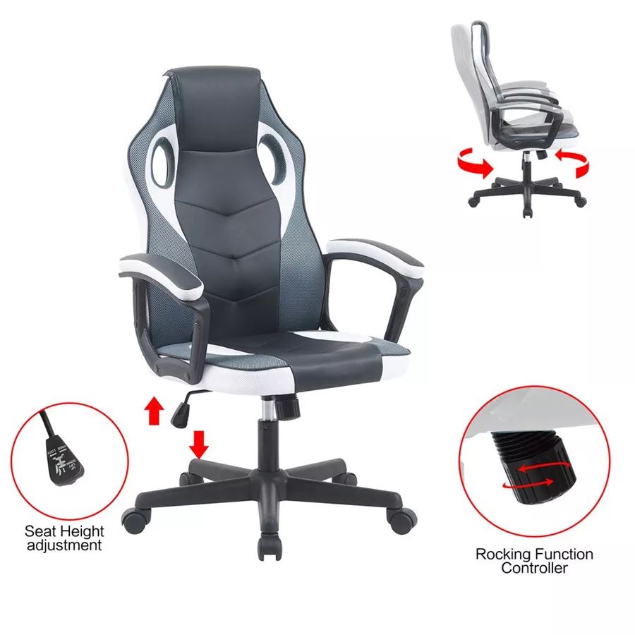 כסא גיימינג דגם Gamer צבע שחור לבן