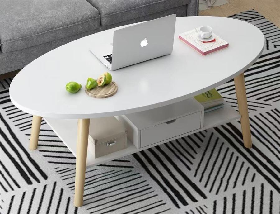 שולחן אירוח אלגנטי עם מקום אחסון דגם Miles צבע לבן מתצוגה ועודפים ***באיסוף עצמי בלבד