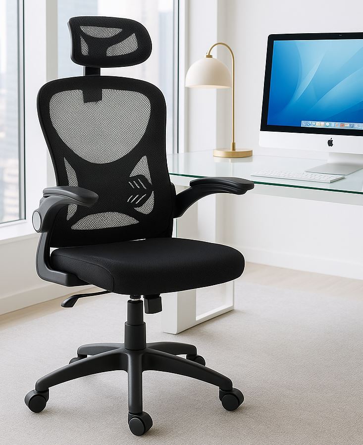 כיסא מנהלים יוקרתי דגם HI-TECH עם ידיות מתכווננות ומשענת ראש מתצוגה ועודפים