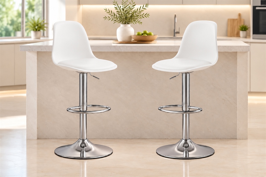 זוג כסאות בר ELEGANT צבע לבן ***במכירה מוקדמת 30 ימי עסקים