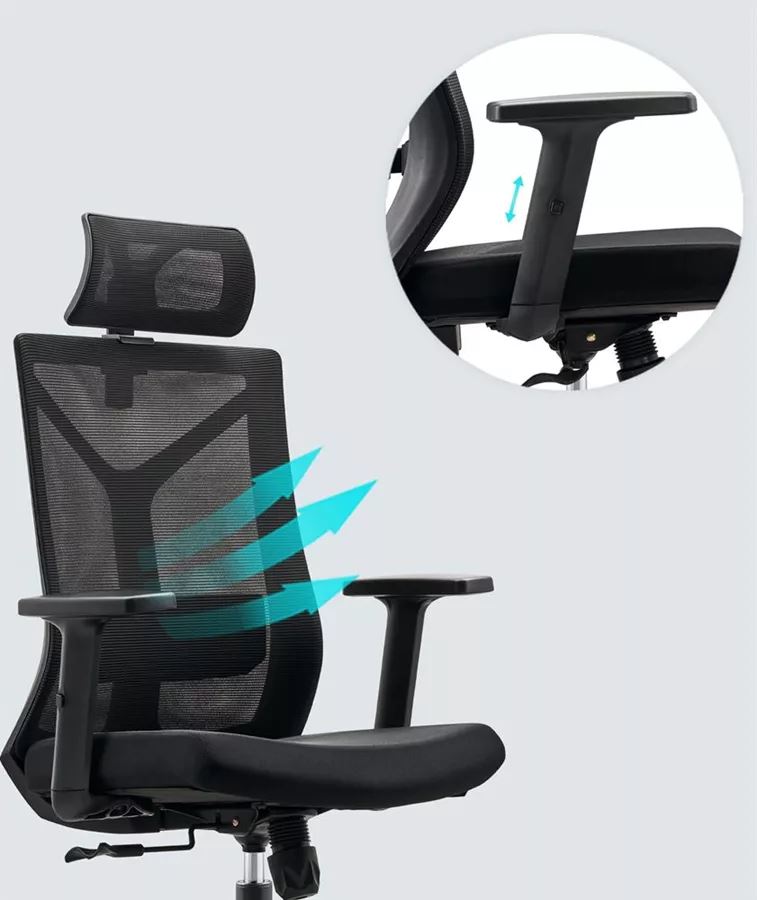 כסא מנהלים עם ידיות מתכווננות ומשענת ראש דגם XP-7 מתצוגה ועודפים