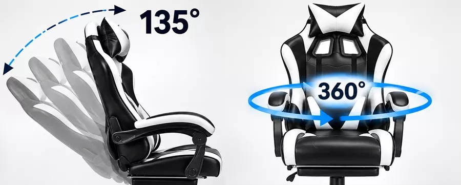 כסא גיימינג עם הדום נשלף דגם PRO14 צבע שחור לבן ***במכירה מוקדמת 21 ימי עסקים