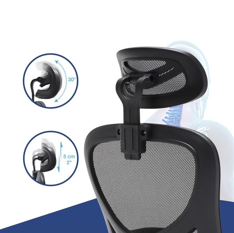 כיסא מנהלים יוקרתי דגם HI-TECH עם ידיות מתכווננות ומשענת ראש מתצוגה ועודפים